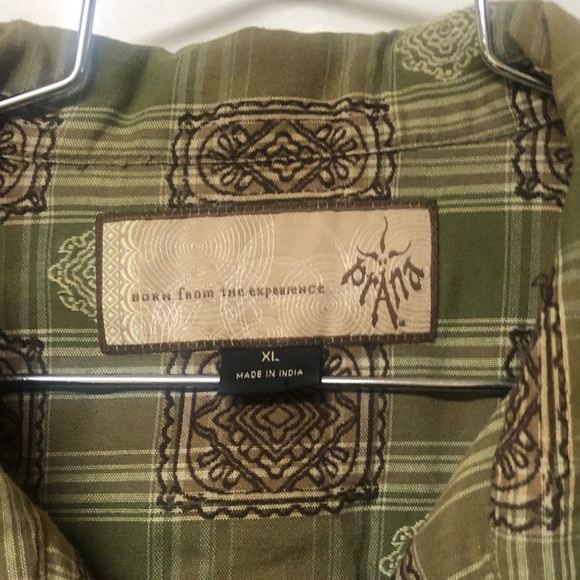 Prana Green Embroidered Short Sleeve Casual Button Down Shirt Size XL - Picture 3 of 5